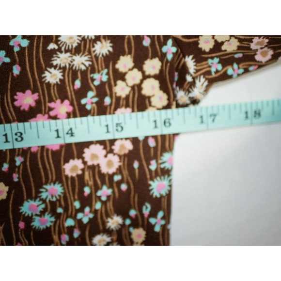 Liz Roberts Womens Brown Floral Blouse Shirt Top Boho Stylish Zip Size 10 - Picture 8 of 13